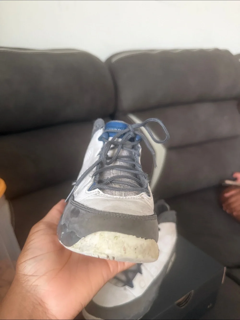 Jordan Kids' White, Gray and Blue High-Top Sneakers